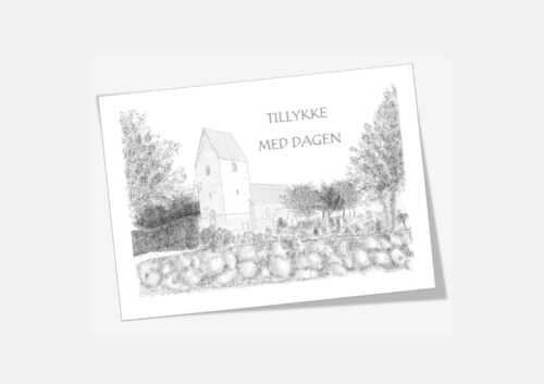 Varebillede Hillerslev Kirke telegram - tegnet af Kreative Lise