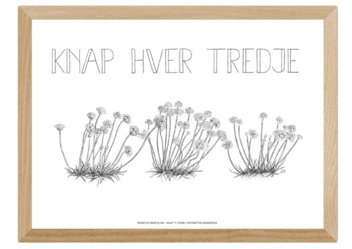 Støt Knæk Cancer - køb plakaten "Knap hver tredje" tegnet af Kreative Lise