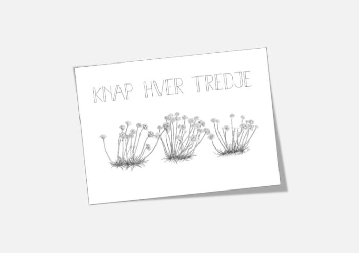 Støt Knæk Cancer - køb kortet "Knap hver tredje" tegnet af Kreative Lise