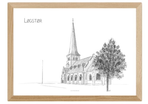 Løgstør Kirke, Himmerland, plakat tegnet af Kreative Lise